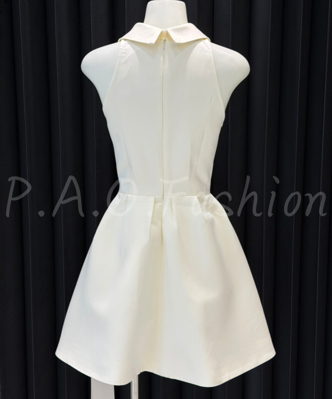 Satin Contrast Collar A-Line Mini Dress[Available Now]