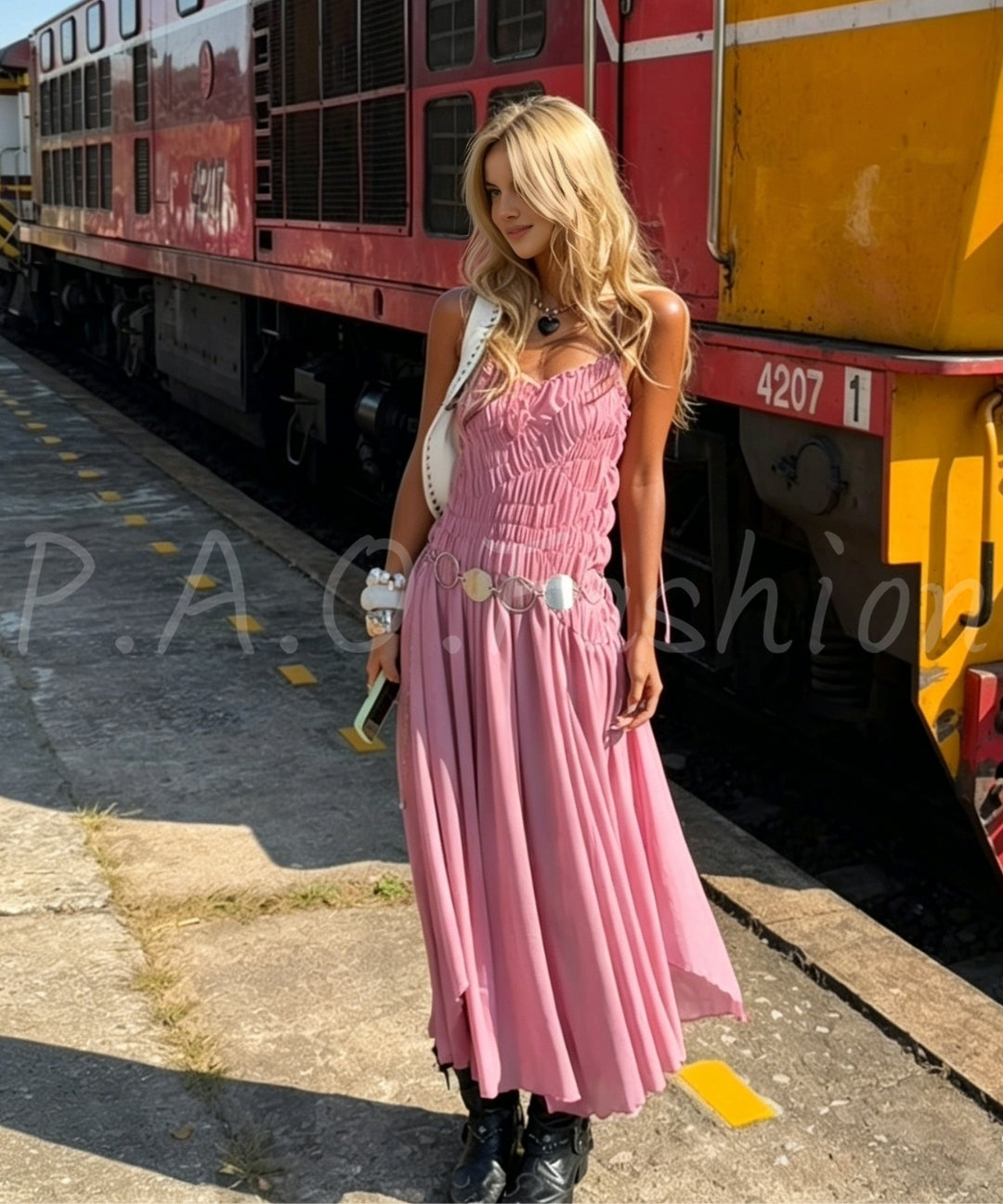 Ruched Strap Maxi Dress[Available Now]