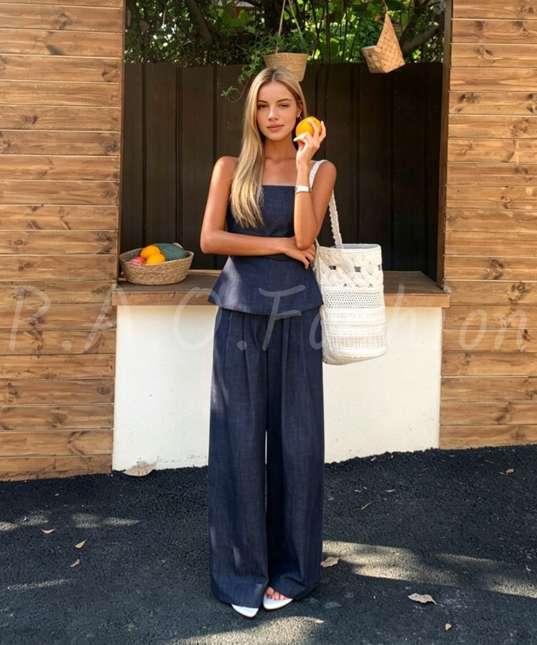 Strapless Belted Wide-Leg Pants Set[Available Now]