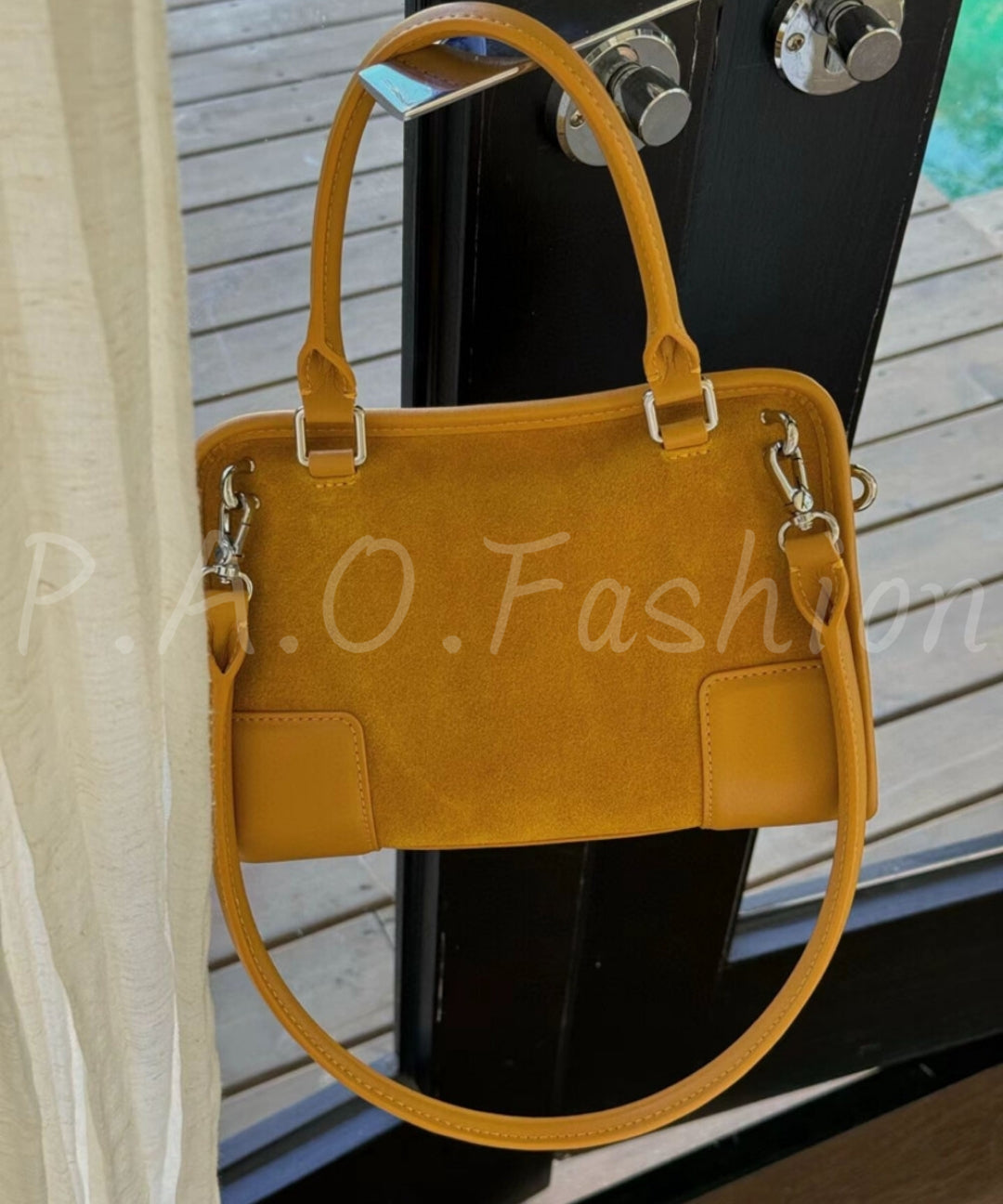 Minimal Suede Leather Top Handle Bag