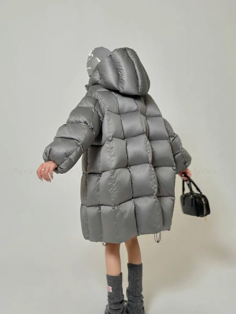 Puffer Satin Mid-Length Down Jacket