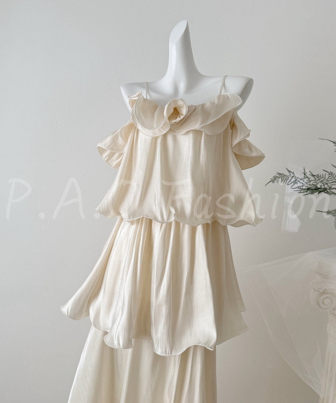 Ruffled Strap Maxi Dress with Tiered Skirt[Available Now]