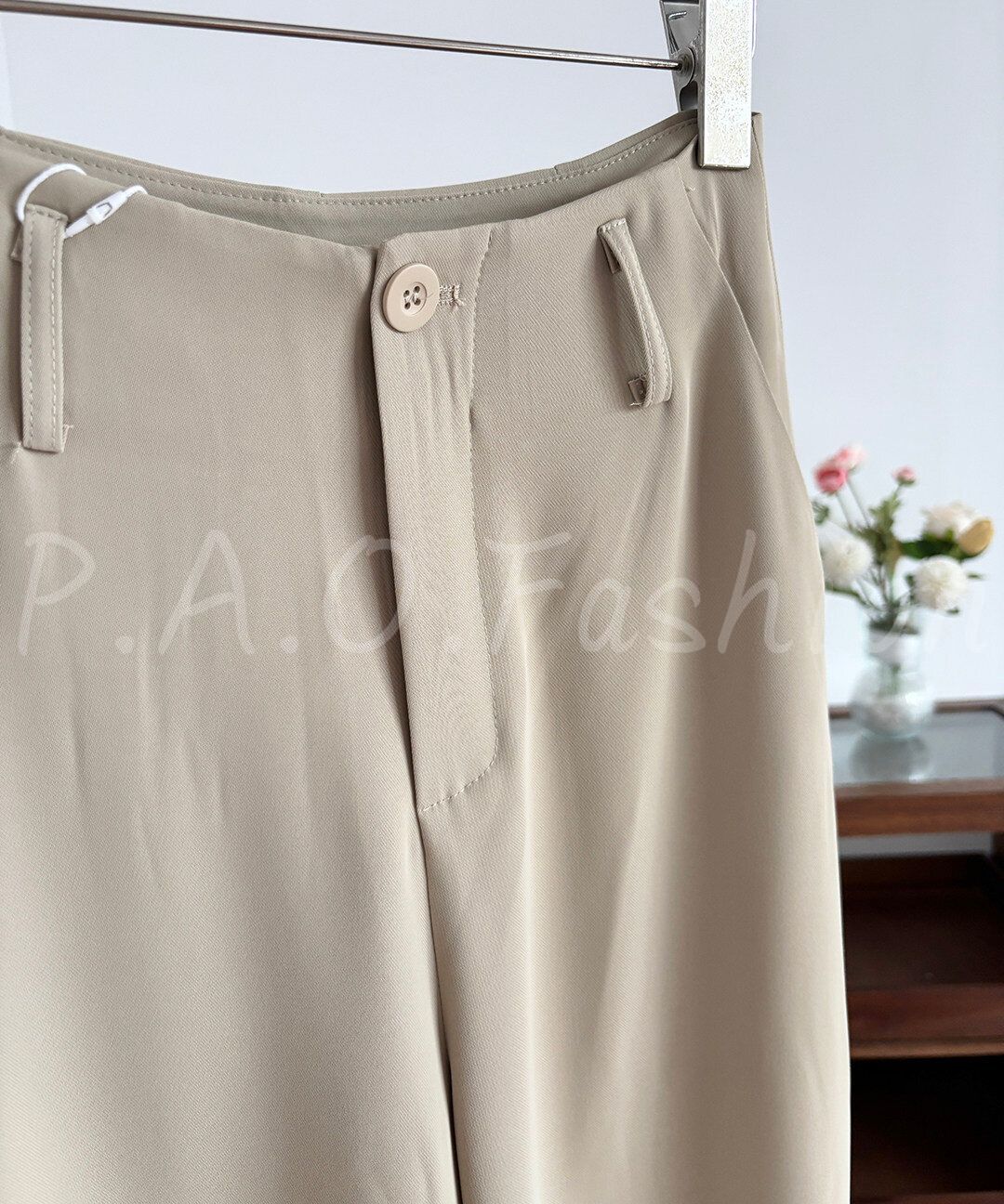 High Waist Draped Wide Leg Suit Pants with Belt