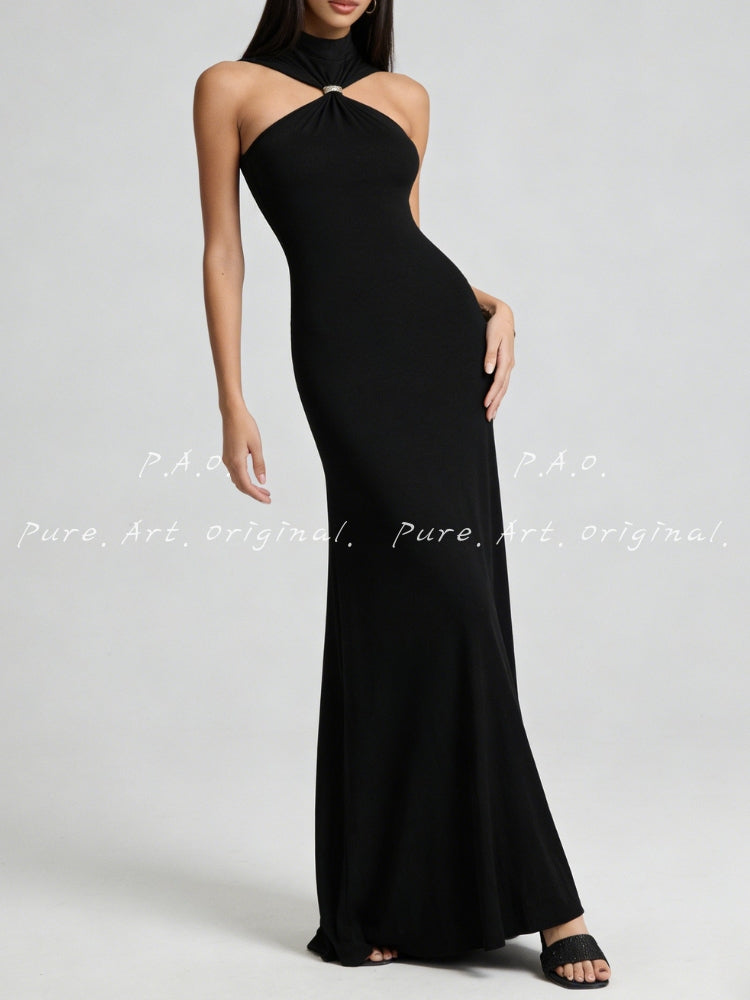 HALTER CUTOUT KNIT MERMAID DRESS