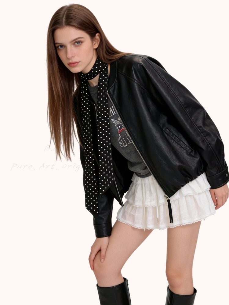 Silk-Scarf Collar Short Jacket