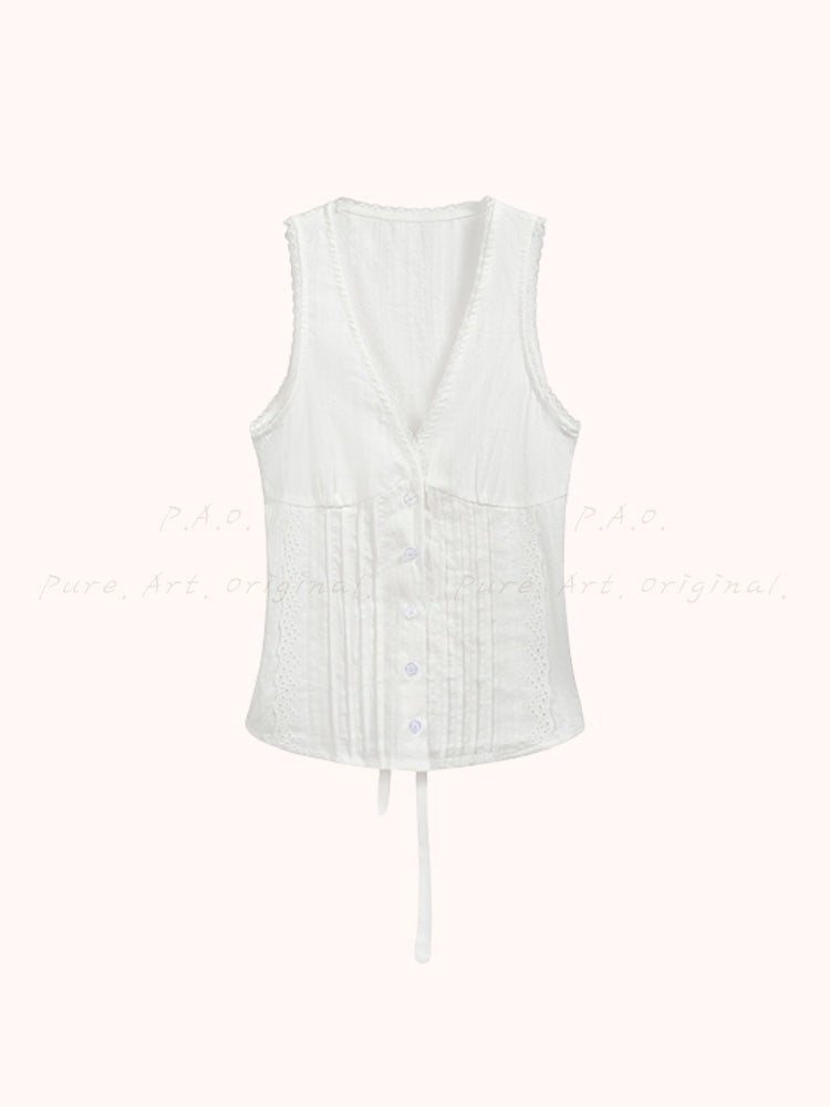 Lace Trim Tie-Front Cami