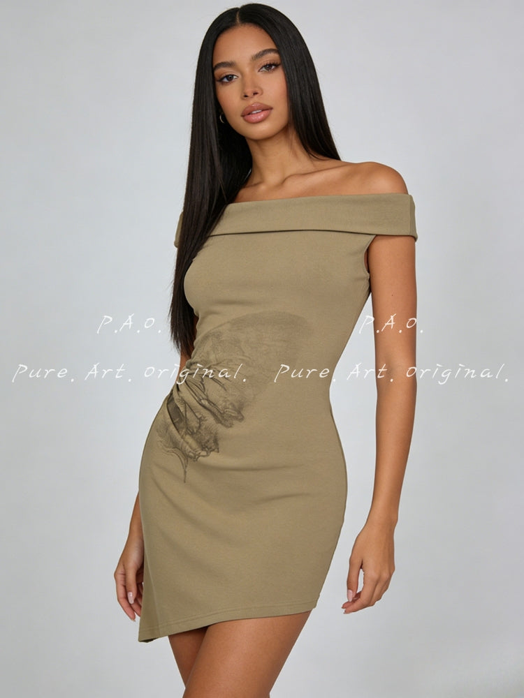 Asymmetric Off-Shoulder Bodycon Mini Dress