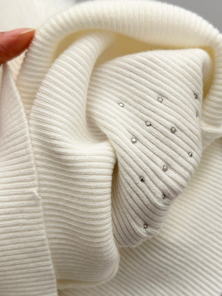 Faux Fox Fur & Hand-Embellished Rhinestone Knit Vest