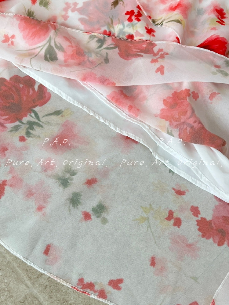 Floral Halter Chiffon Maxi Dress