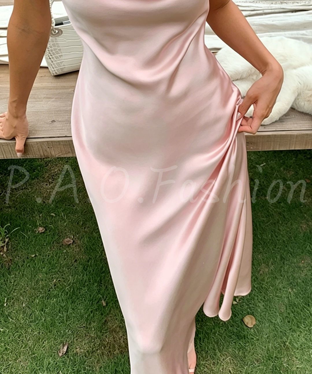 Satin Cowl Maxi Dress