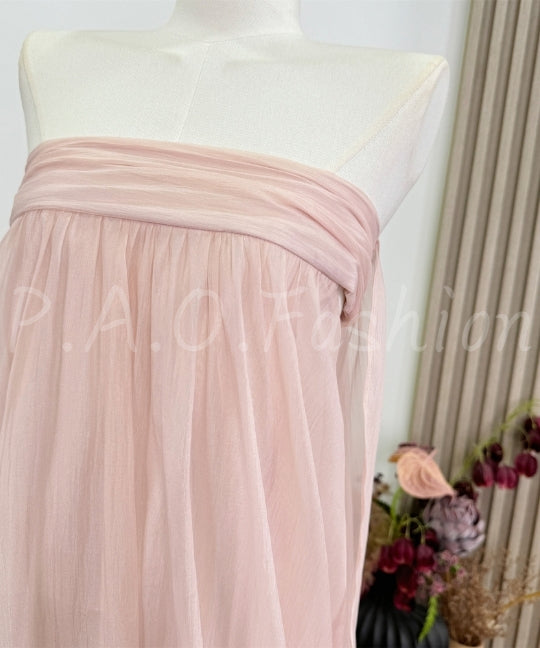 Strapless Bubble Hem Chiffon Dress