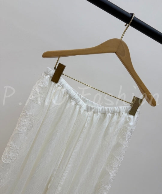 Embroidered Lace Top & Wide-Leg Pants Set[Available Now]