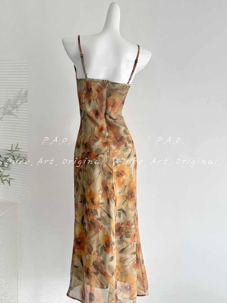 SOLEIL DRAPED HALTER MERMAID MIDI DRESS