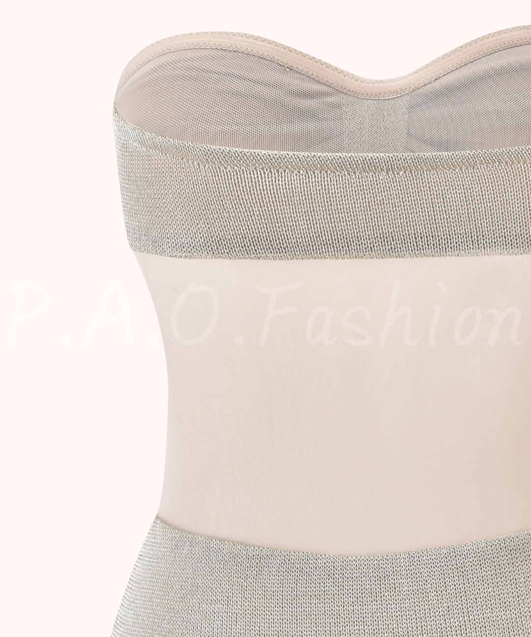 Metallic Sheer Mesh Strapless Mini Dress[Available Now]