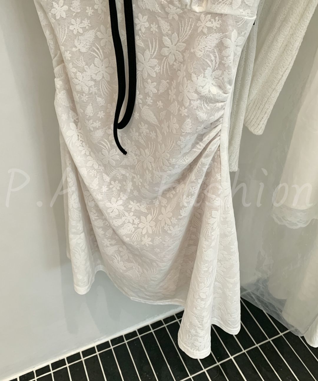 Contrast Trim Off-Shoulder Jacquard Mini Dress