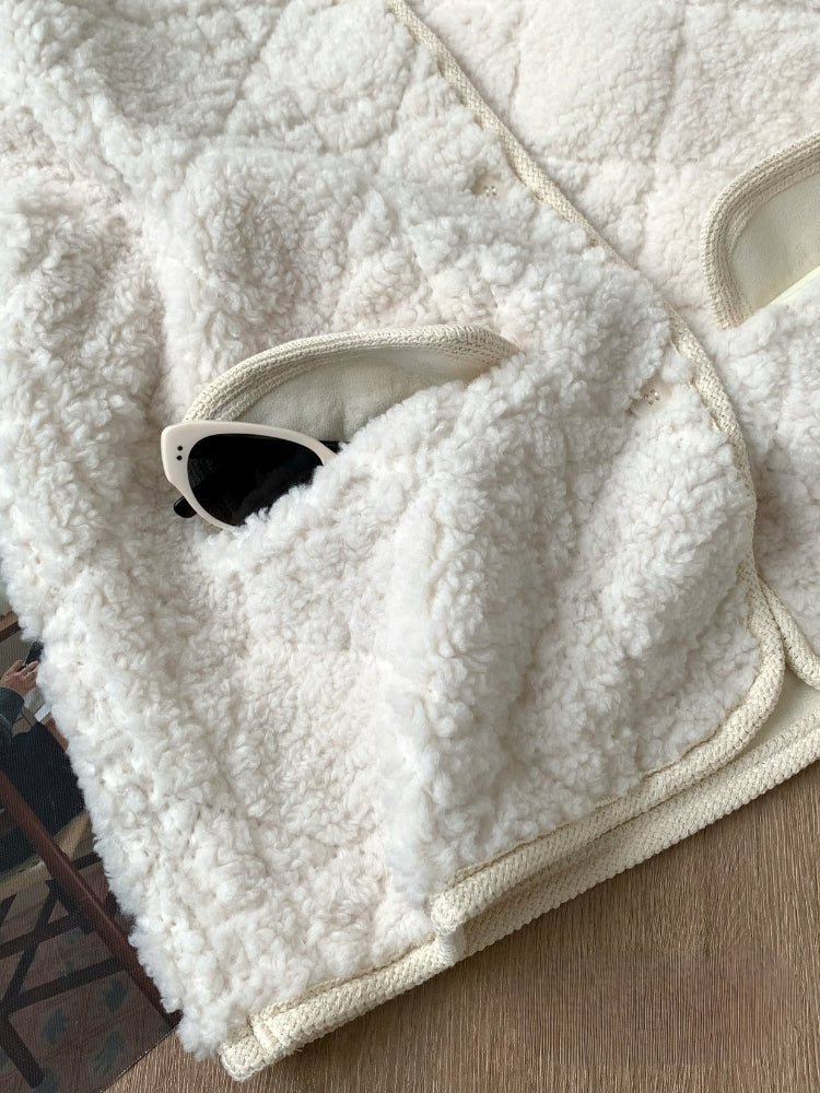 Quilted Embossed Teddy Hooded Coat