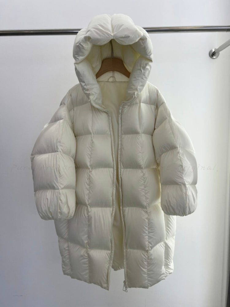 Puffer Satin Mid-Length Down Jacket