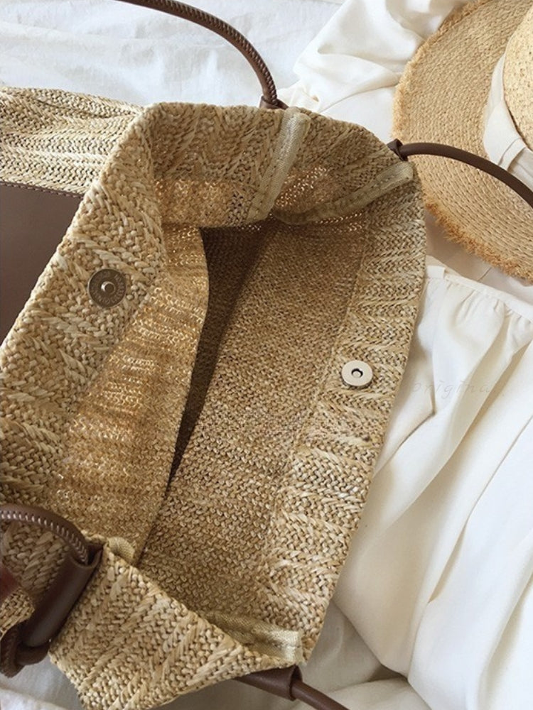Woven Straw Tote Shoulder Bag