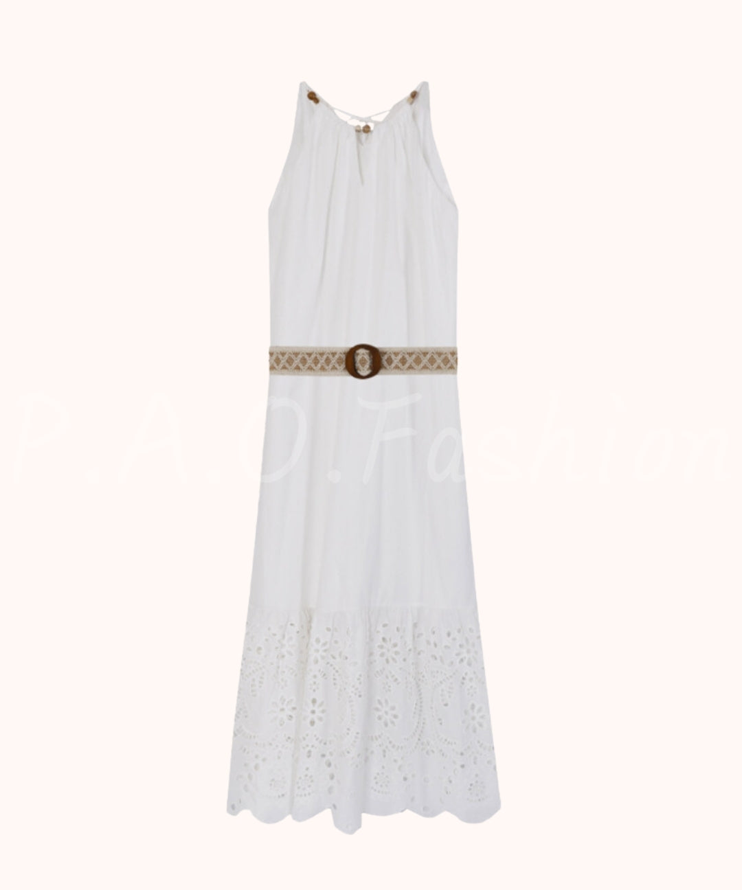Bohemian Halter Hollow Cotton Maxi Dress[Available Now]