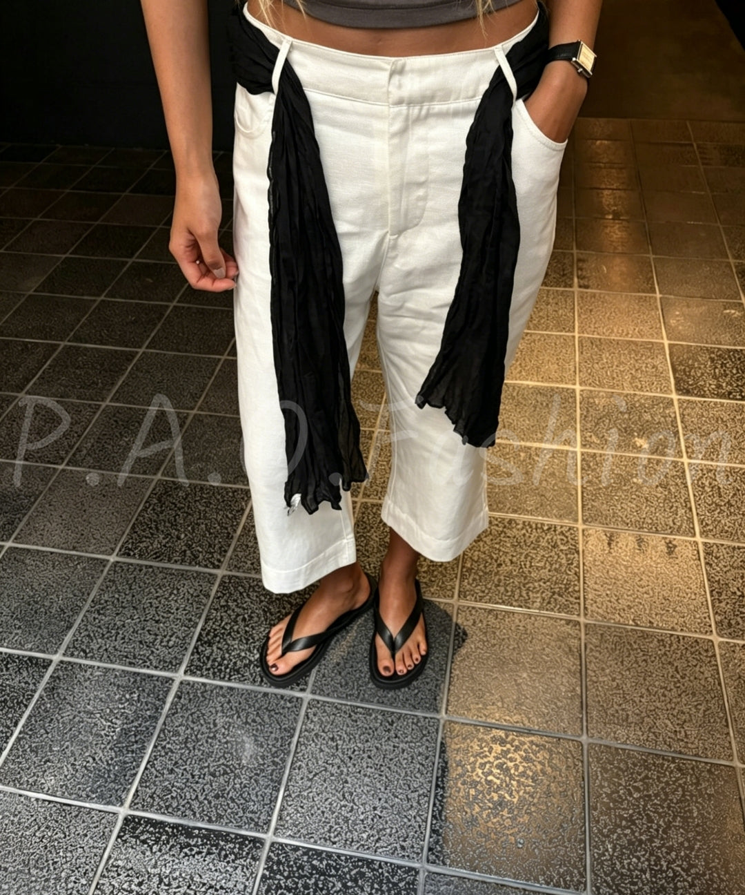 Lyocell Linen Blend Cropped Straight-Leg Pants