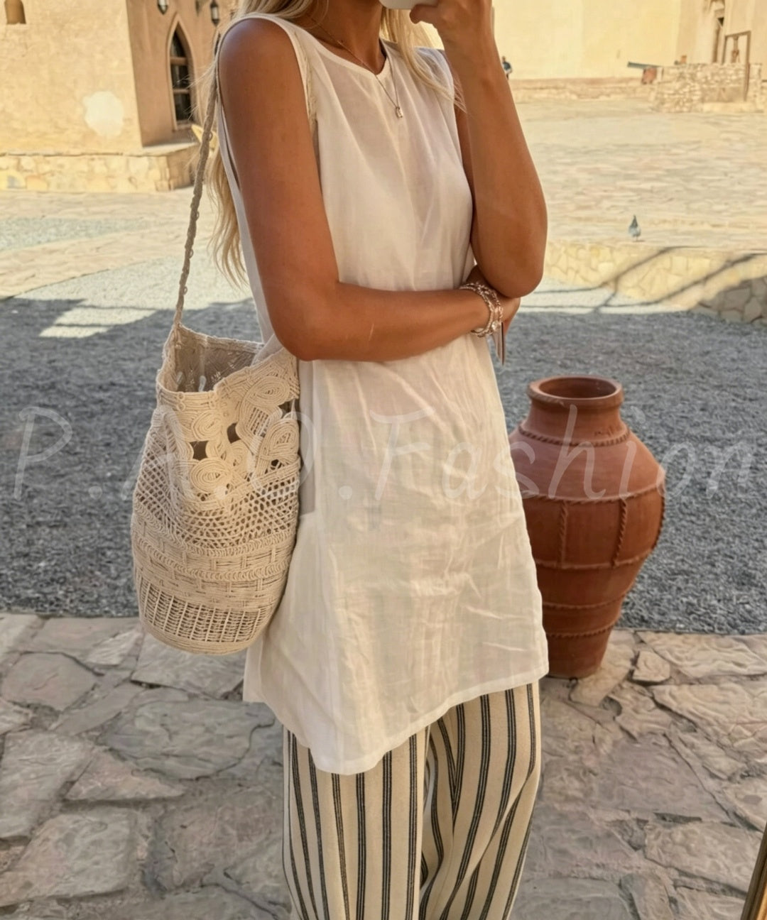 Handmade Crochet Open-Knit Tote Shoulder Bag