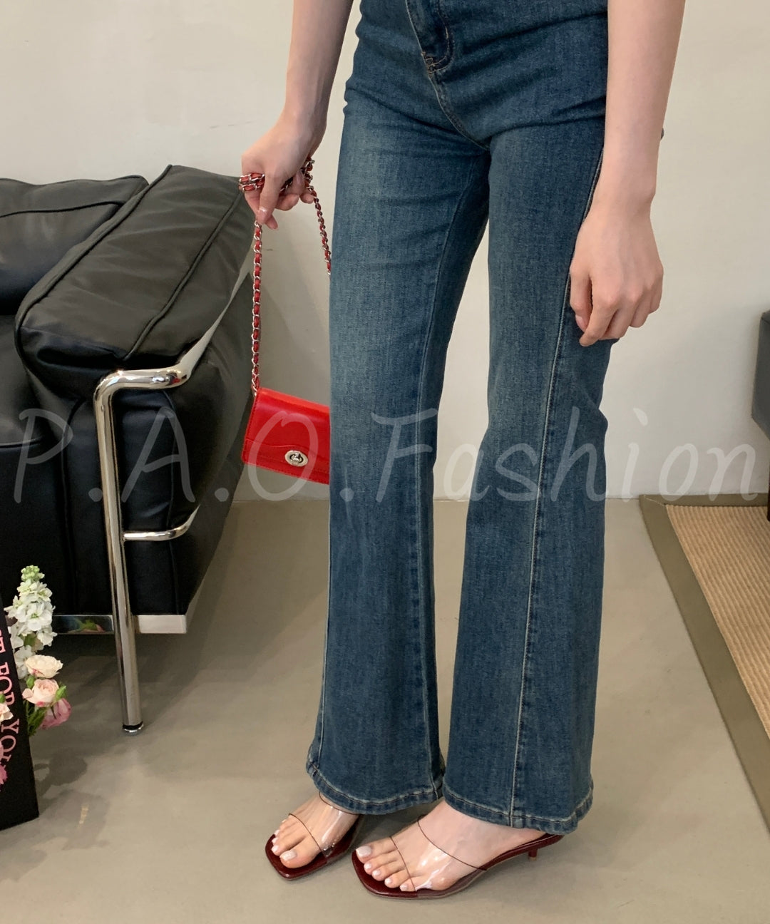 Clear Strap Low Heel Slide Sandals