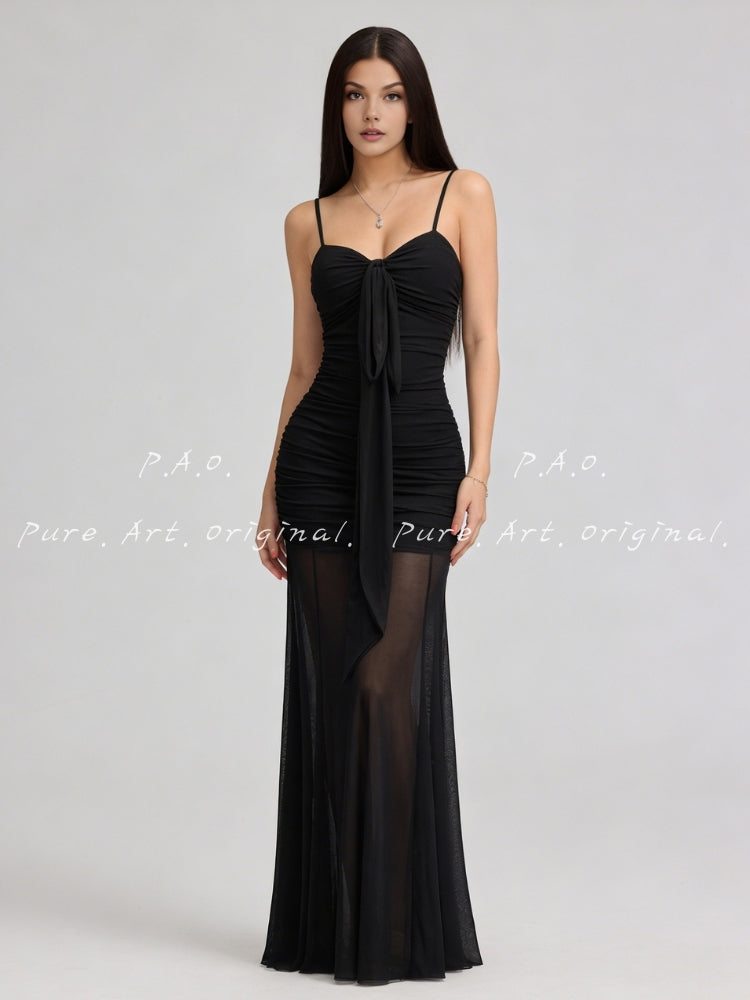 MESH DRAPED CAMI MERMAID DRESS