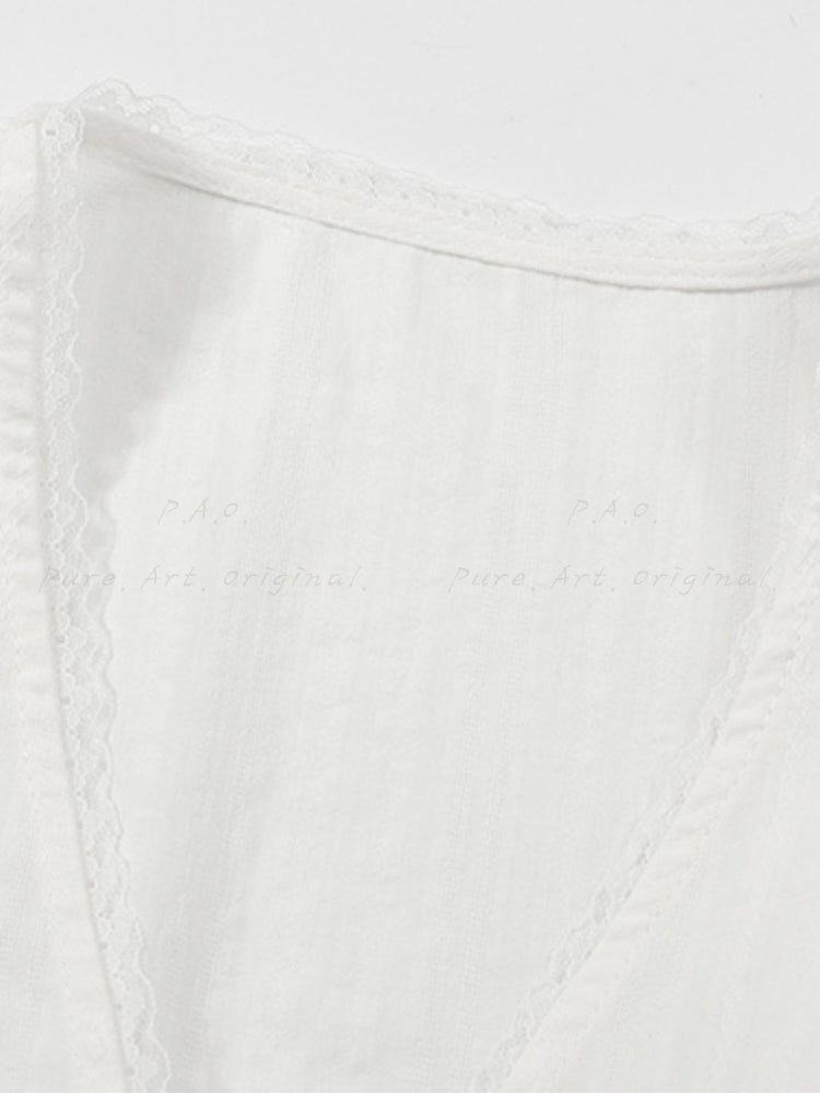 Lace Trim Tie-Front Cami