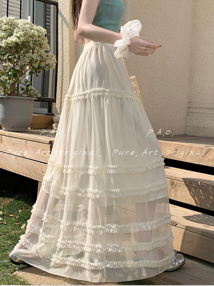 Romantic Tiered Tulle Maxi Skirt