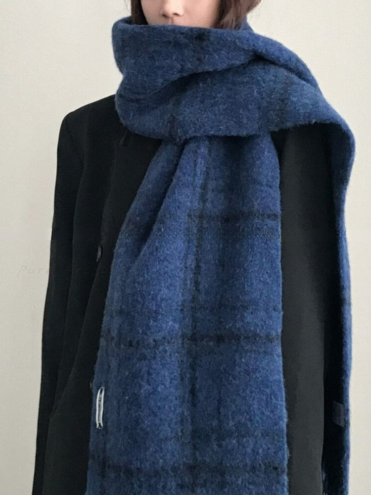Plaid Fringed Thick Scarf