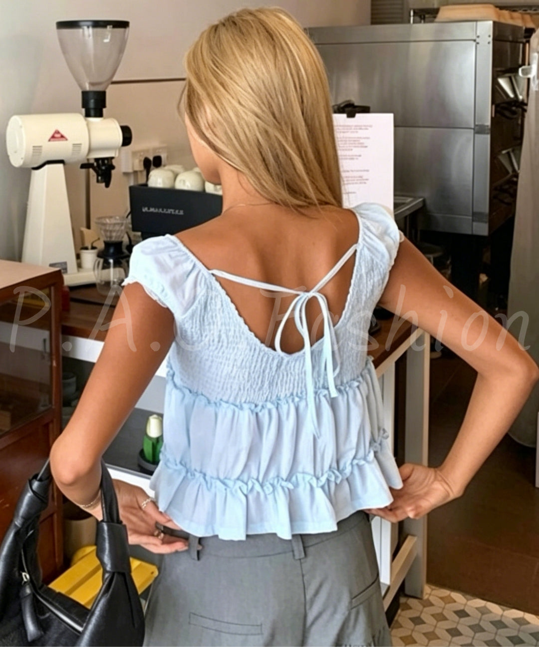Lace Trim Cropped Blouse[Available Now]