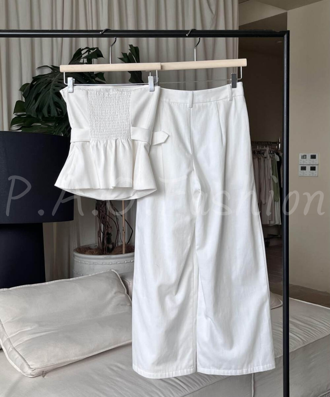 Strapless Belted Wide-Leg Pants Set[Available Now]