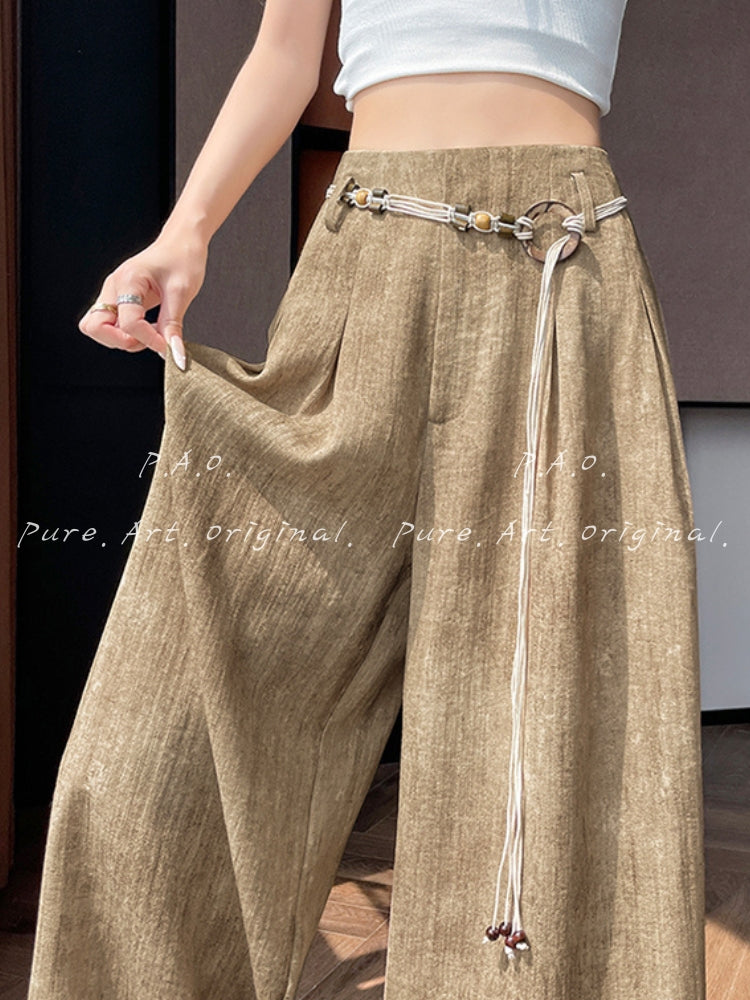 Boho Linen Blend Wide Leg Pants