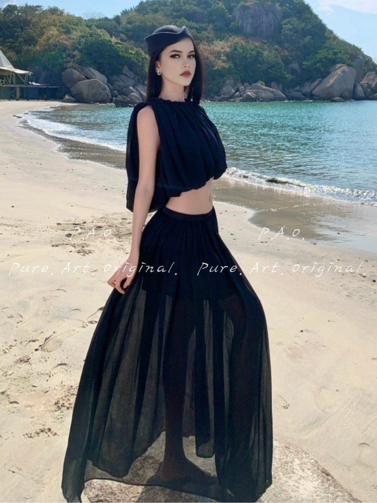ALORA CUT-OUT SLEEVELESS TWO-PIECE MAXI SET