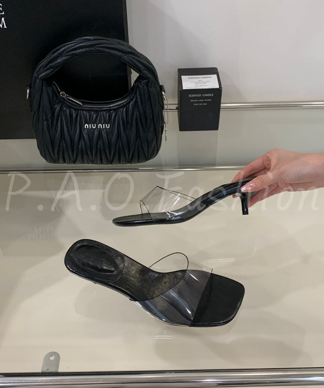 Clear Strap Low Heel Slide Sandals
