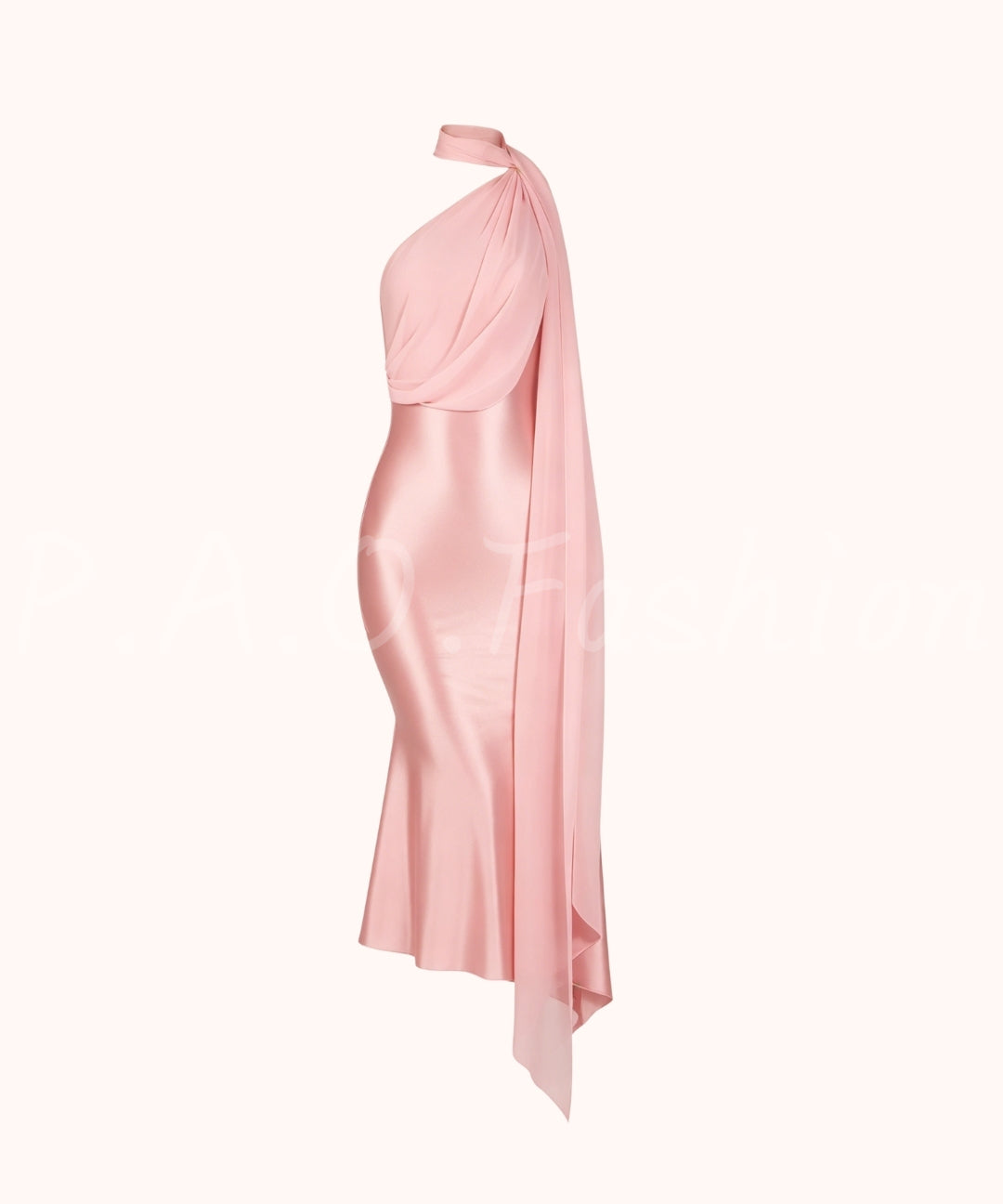 One-Shoulder Draped Satin Midi Dress[Available Now]