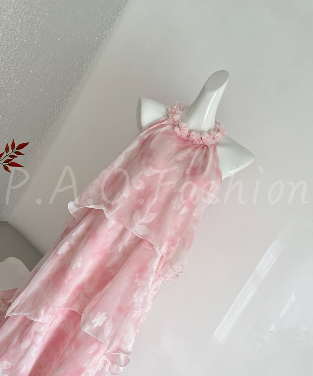 Blush Ombre Floral Halter Tiered Maxi Dress[Available Now]