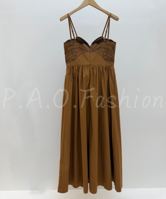 Bohemian Embroidered Cotton Midi Dress[Available Now]