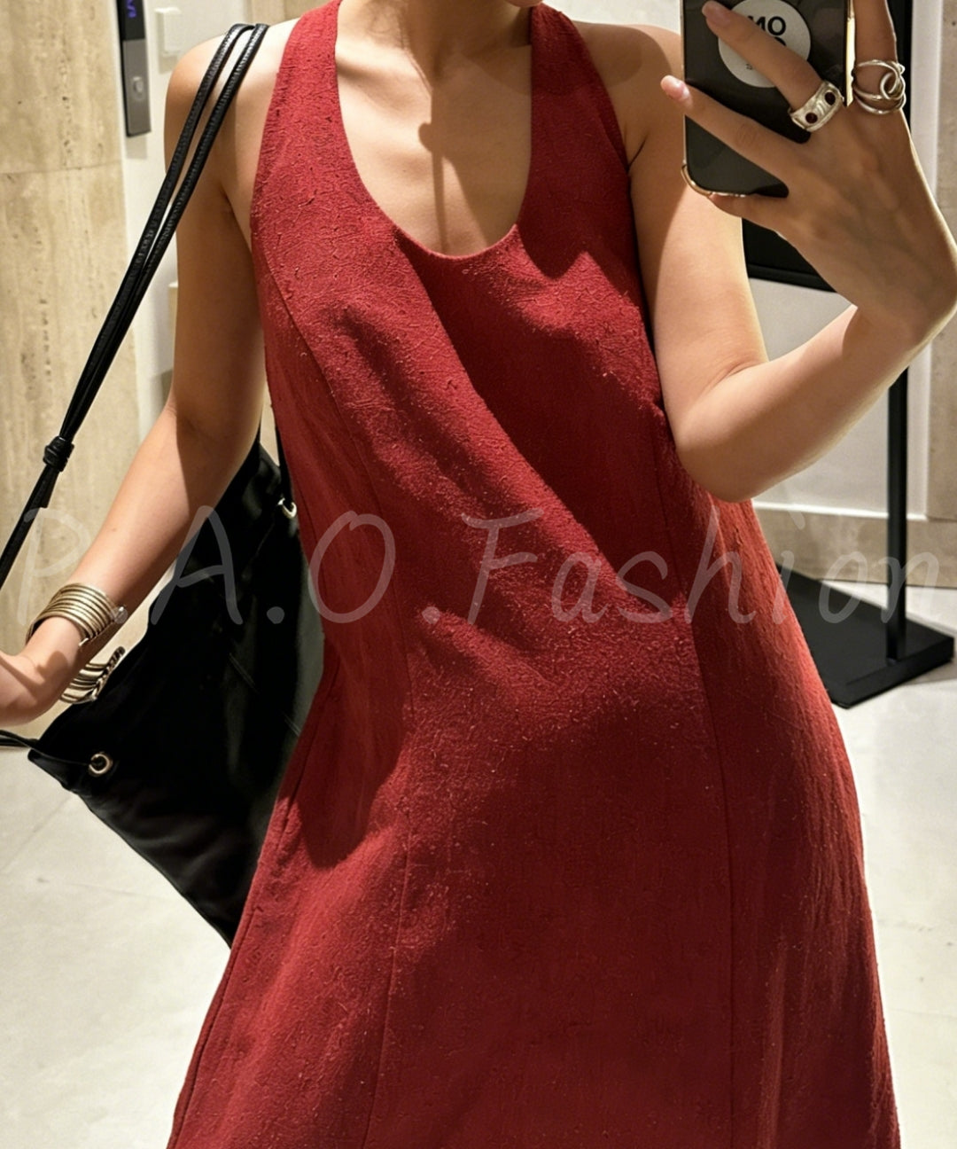Minimal Braided Halter Linen Dress