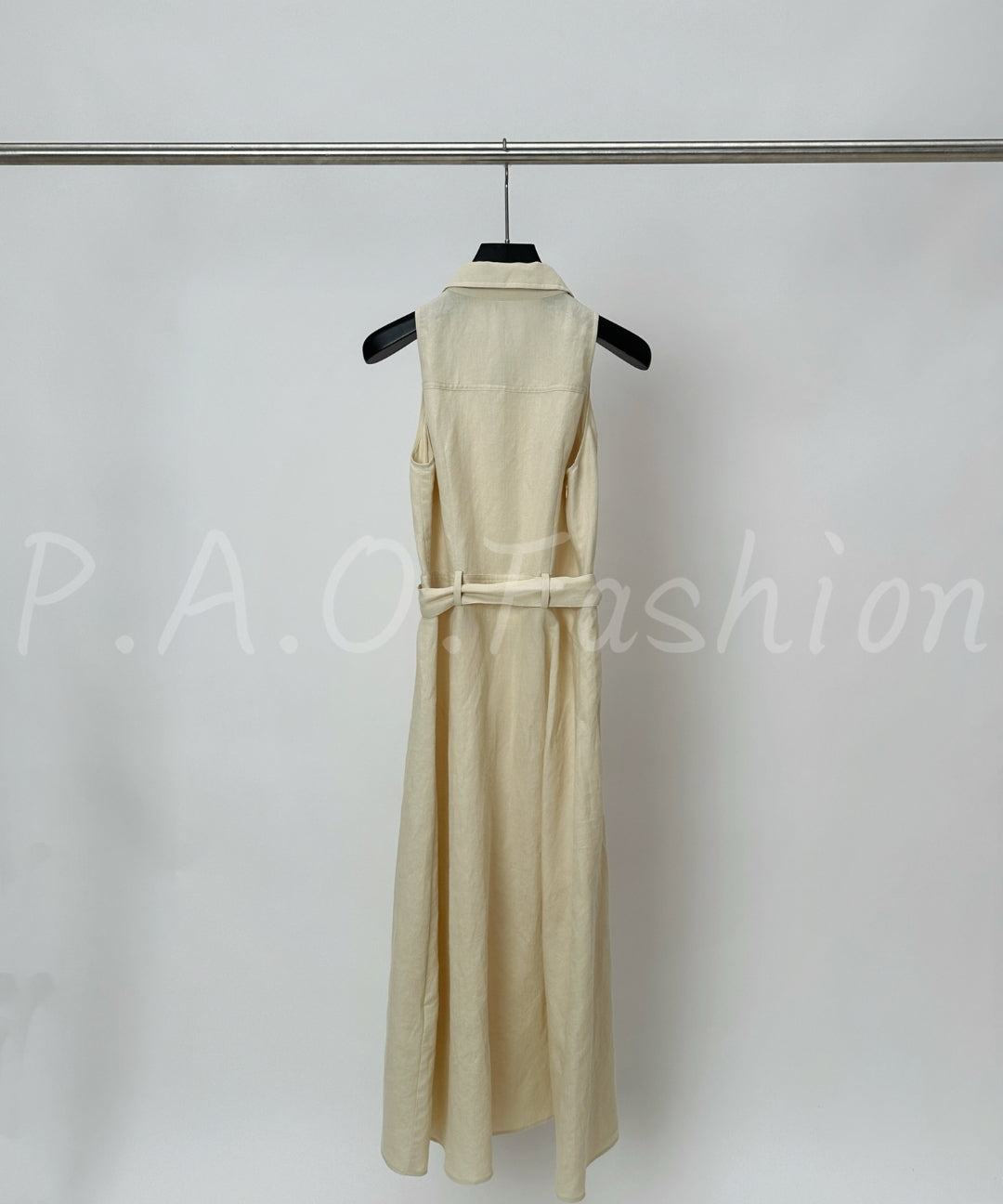 Linen Blend Sleeveless Shirt Dress