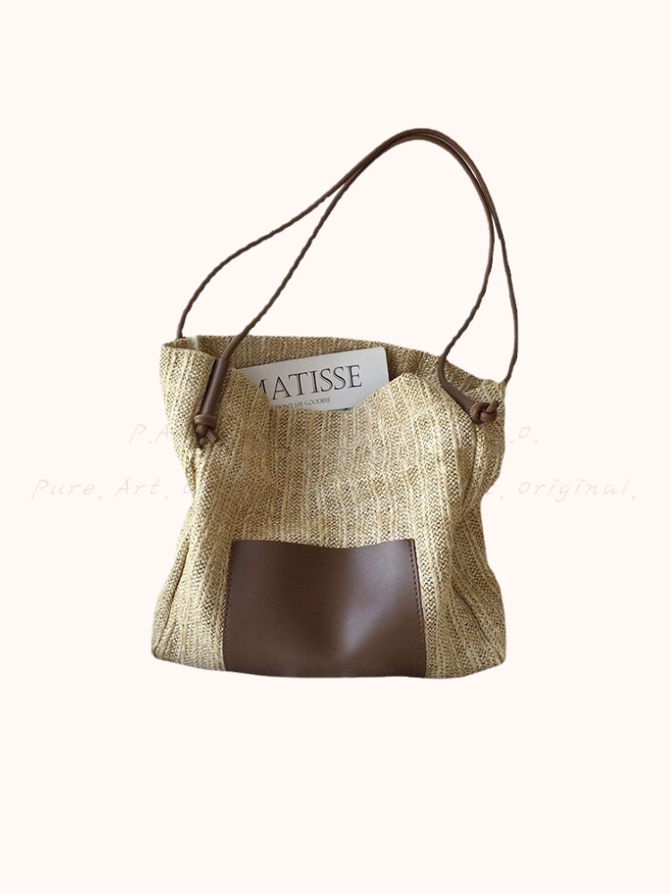 Woven Straw Tote Shoulder Bag