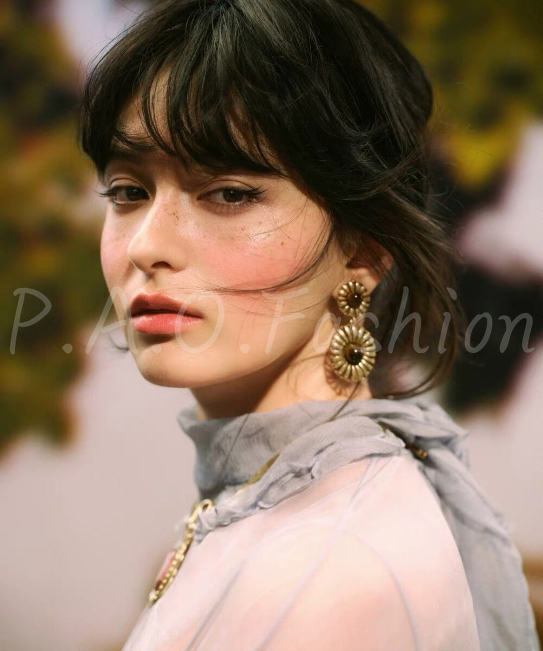 Vintage Brass Sunflower Drop Earrings