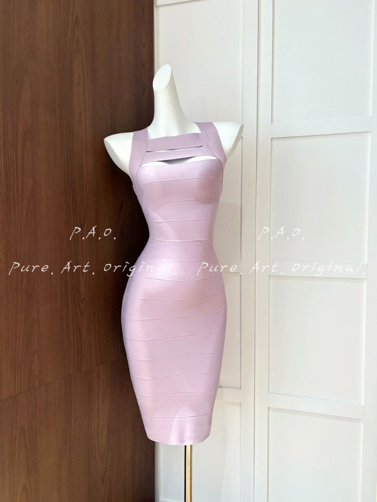Cross-Back Sculpting Bandage Midi Dress