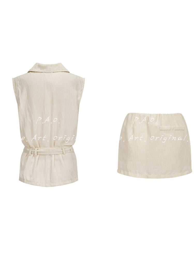 Minimal Linen-Feel Two-Piece Set