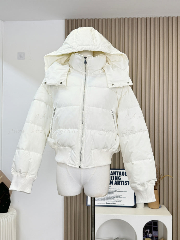 Stand Collar Hooded Puffer Coat