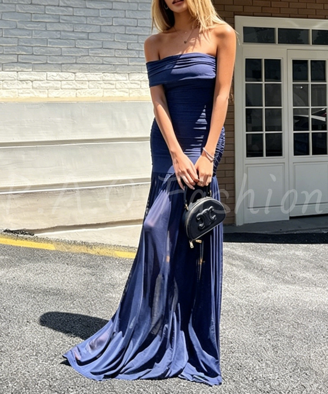 Shimmer Knit Strapless Mermaid Maxi Dress