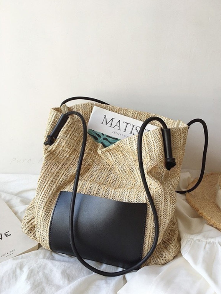 Woven Straw Tote Shoulder Bag