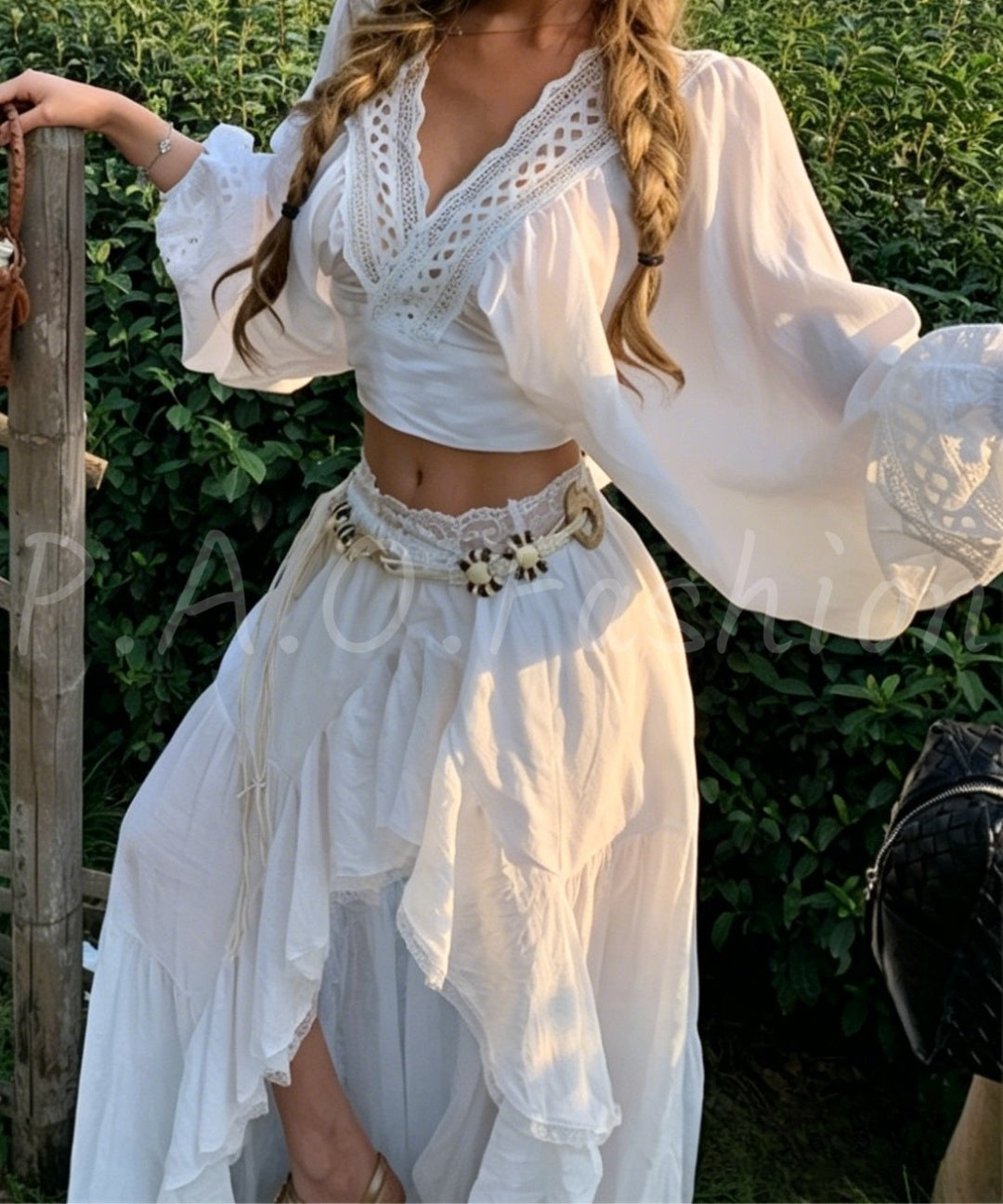 Bohemian Lace Trim Two-Piece Skirt Set