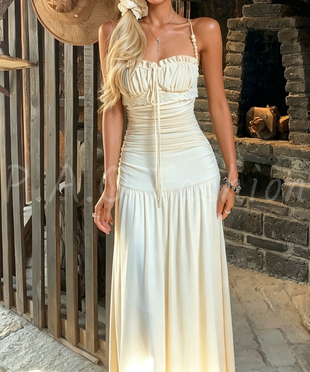 Lace Trim Slip Maxi Dress[Available Now]