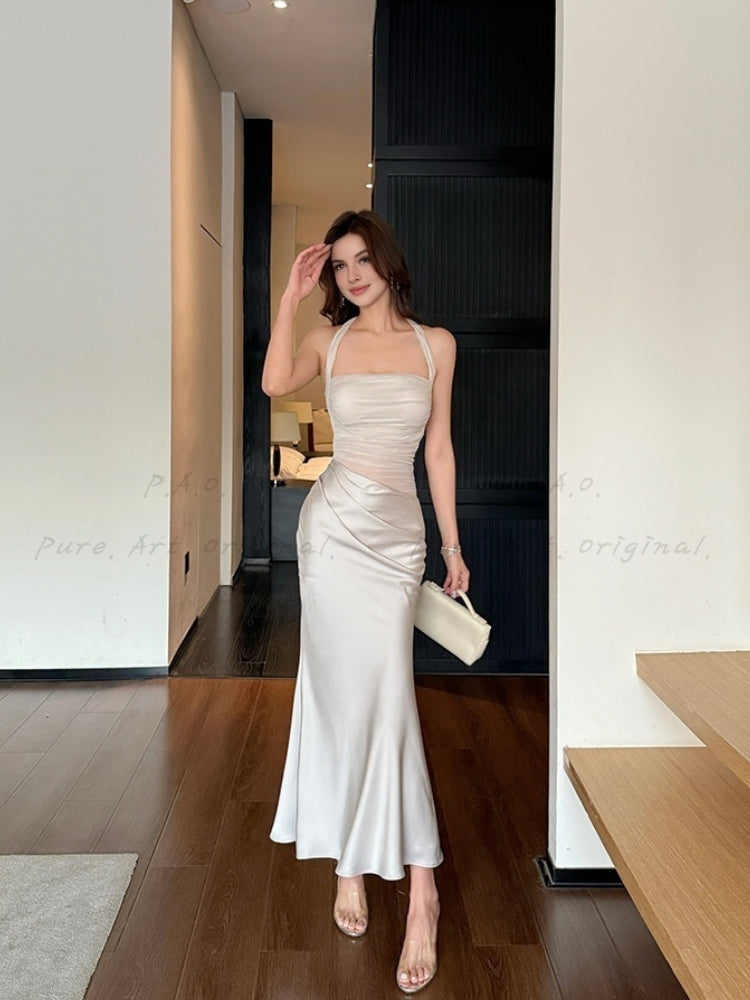 Veil Satin Maxi Dress